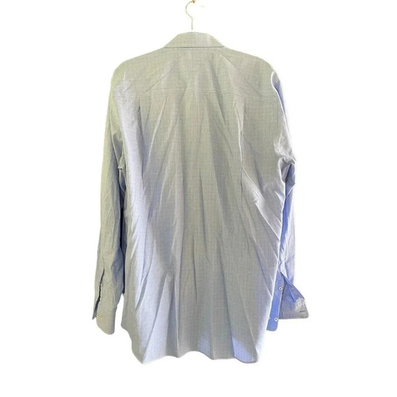 David Donahue Men's Blue Checked Long Sleeve Button Down Shirt Size 36/37 - Picture 4 of 5